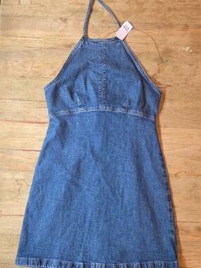 GAP Denim Halter Mini Dress - Medium Blue